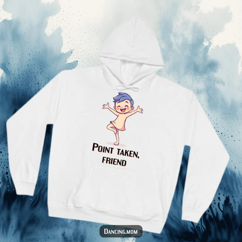 Funny hoodie depicting a playful dancer with a confident grin, expertly balancing on one toe.