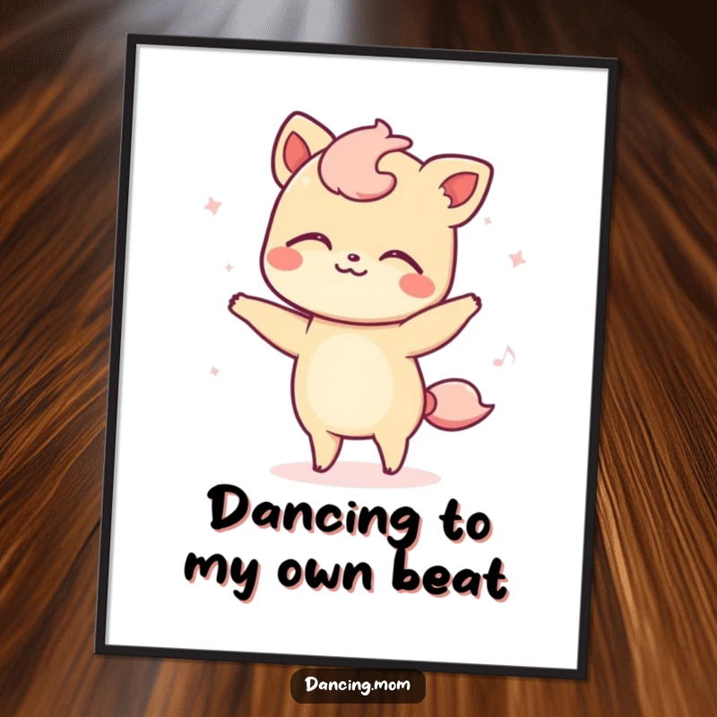 Funny Free Printable Wall Art: Kawaii animal swaying with eyes closed, embodying calm, perfect downloadable decor.