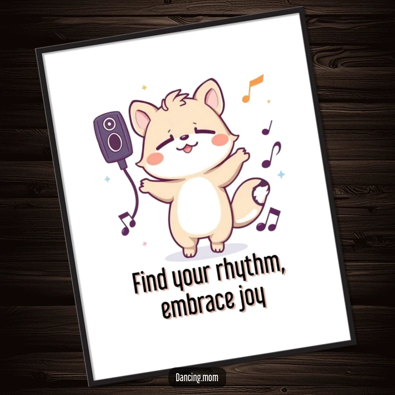 Funny Free Printable Wall Art: A spirited animal character grooving with eyes closed, exuding a cool, music-loving vibe.