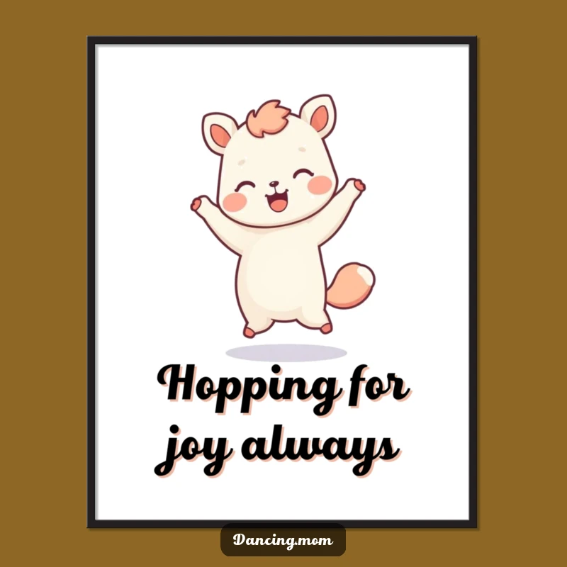 Free Printable Kawaii Animal Wall Art: Hopping Dancer for Playful Home Decor Download