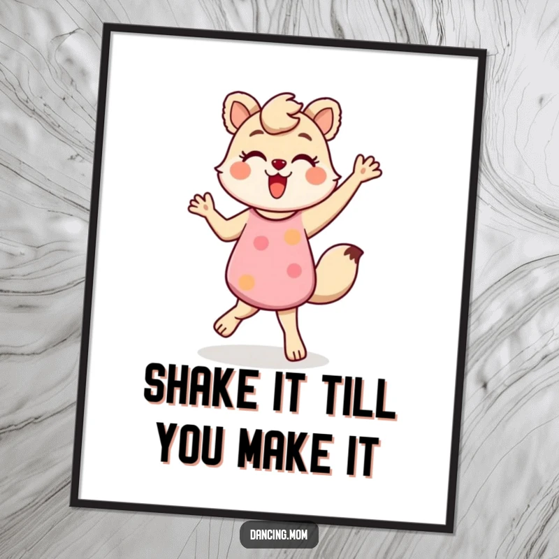 Funny Free Printable Wall Art of a mom animal doing an energetic shuffle, a lively and humorous piece of downloadable art.