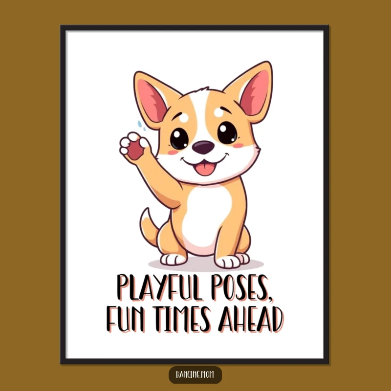 Free Printable Wall Art: Playful Dog Pose High Paw DIY Decor