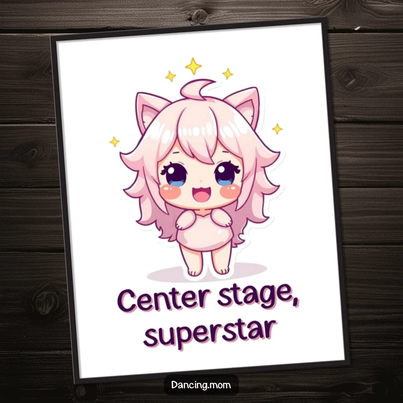 Funny Free Printable Wall Art: Character beaming with pride under a spotlight, a motivational and humorous downloadable art.