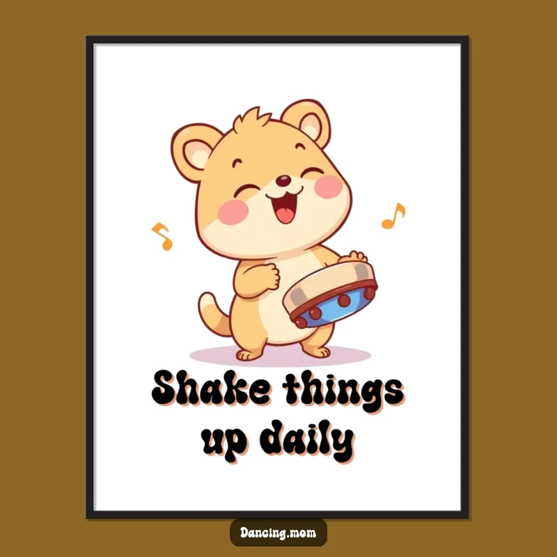 Free Printable Wall Art: Tambourine Animal, Rhythmic Vibes, Funny Downloadable Decor