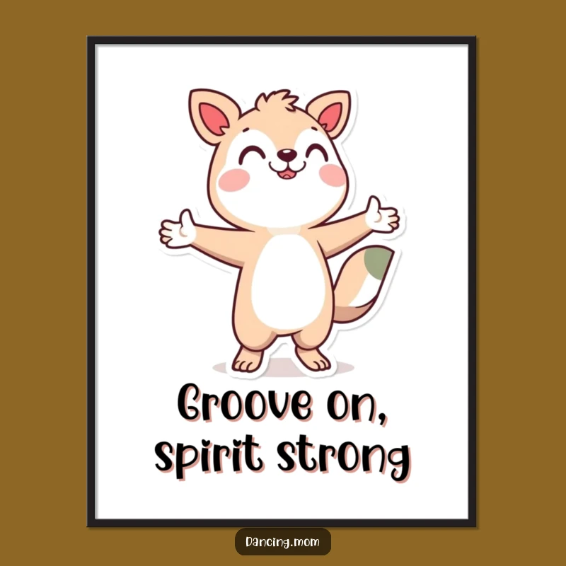 Funny Free Printable Wall Art: Dancing Animal Character Joyful Vibes