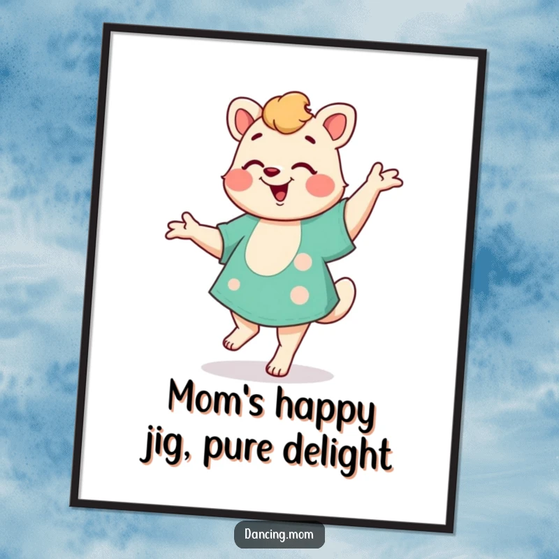 Funny Free Printable Wall Art: A dancing mom animal is doing a happy little jig, radiating joy.