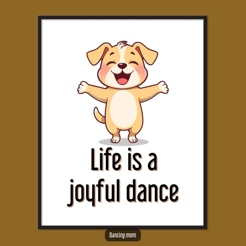 Funny Free Printable Wall Art: Joyful Dog Twirling with Arms Outstretched