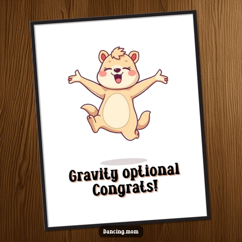 Funny Free Printable Wall Art featuring a mom animal leaping elegantly, arms outstretched in a display of dynamic, downloadable art.