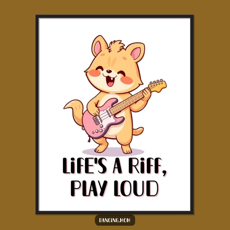 Free Printable Kawaii Air Guitar Art - Funny Downloadable Wall Decor Gift
