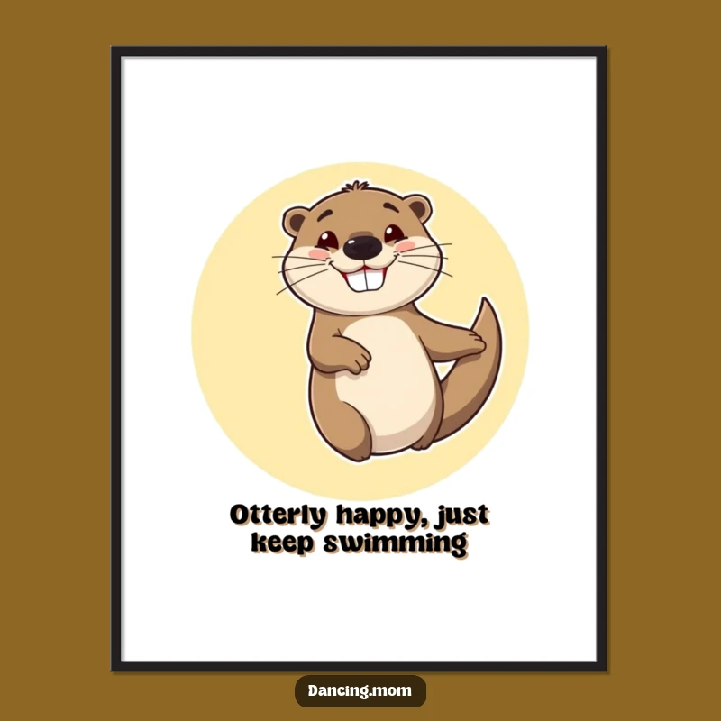 Free Printable Wall Art: Cheerful Otter Spinning - Funny Animal Downloadable