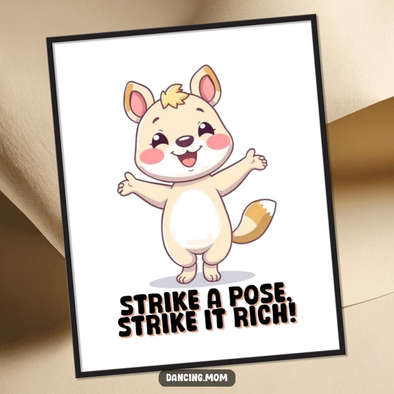 Funny Free Printable Wall Art: Animal character smiling and striking a confident pose, perfect for adding flair to any room.