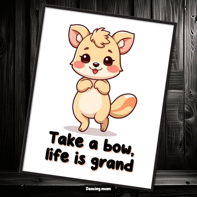 Funny Free Printable Animal Wall Art depicting a character performing a grand, elegant bow with a theatrical flourish, exuding class.