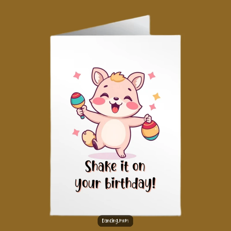 Festive Free Printable Birthday Card: Maraca Shaking Animal - Party Downloadable Greeting