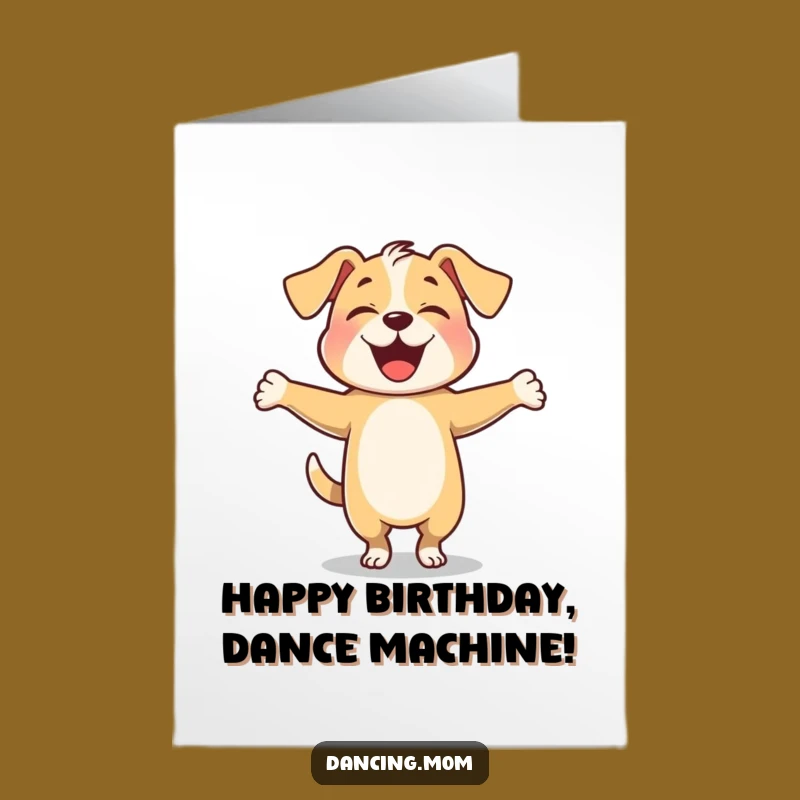 Free Printable Birthday Card: Joyful Twirling Dog, Happy Birthday Celebration!