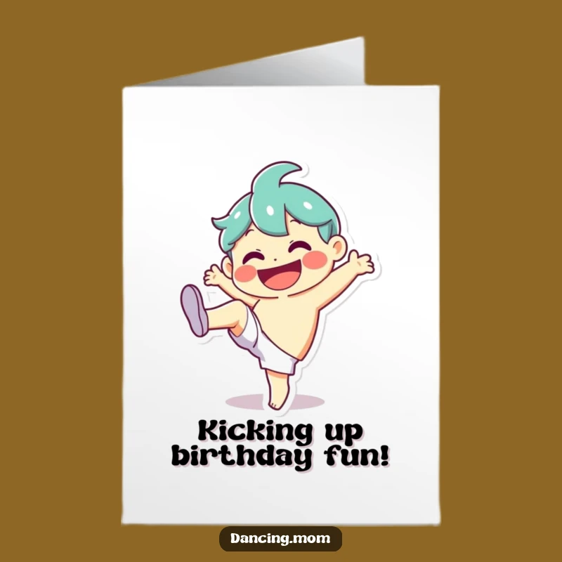 Free Printable Birthday Card: Silly Kick Character, Funny Downloadable Gift