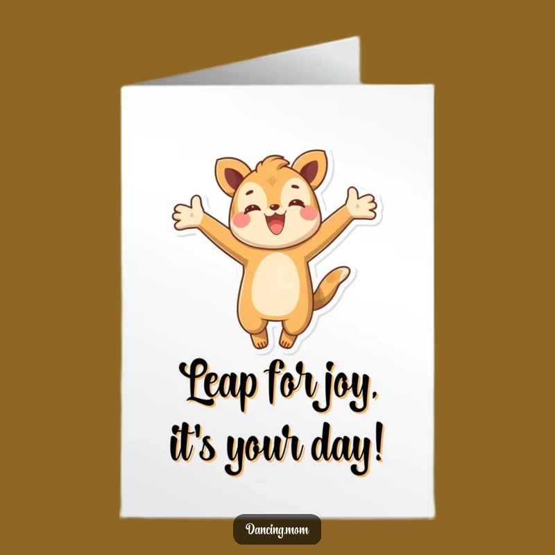 Free Printable Birthday Card: Energetic Animal Leap Funny Downloadable Gift