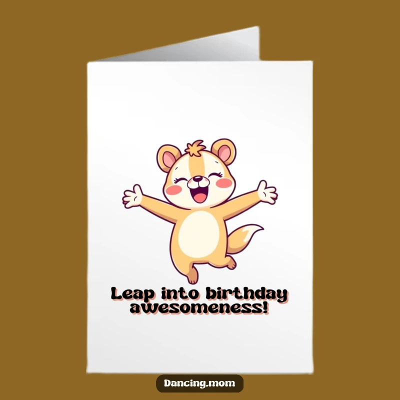 Free Printable Birthday Card: Joyful Animal Leap Celebration Fun