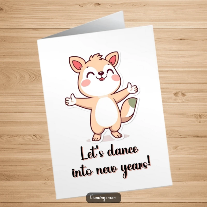 Funny Free Printable Birthday Card: Stylized animal character busting a move with arms wide for dancing joyfully.