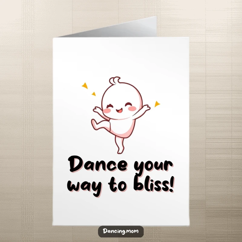 Funny Free Printable Birthday Card: Kawaii dancer kicking one leg up with a wink, celebrating a birthday, ready to print.