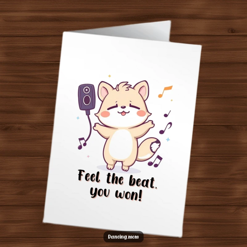 Funny Free Printable Congratulations Card: Spirited animal character grooving with eyes closed, embodying pure joy and celebratory rhythm.