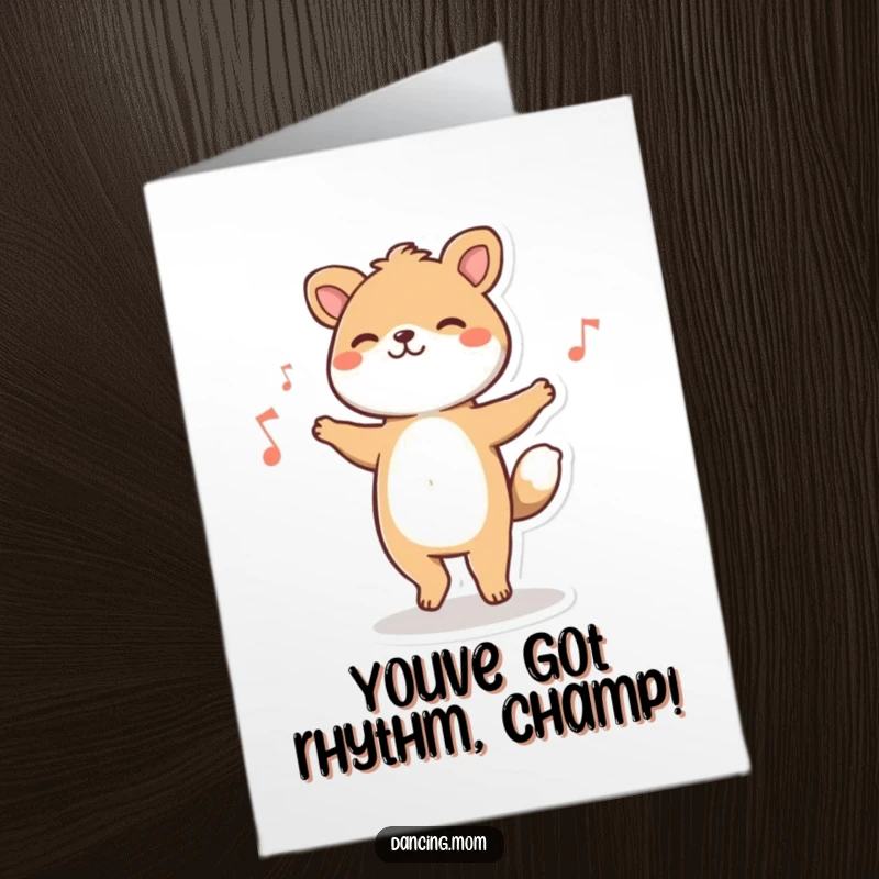 Funny Free Printable Congratulations Card: Animal character happily tapping its feet, enjoying the rhythm of success.