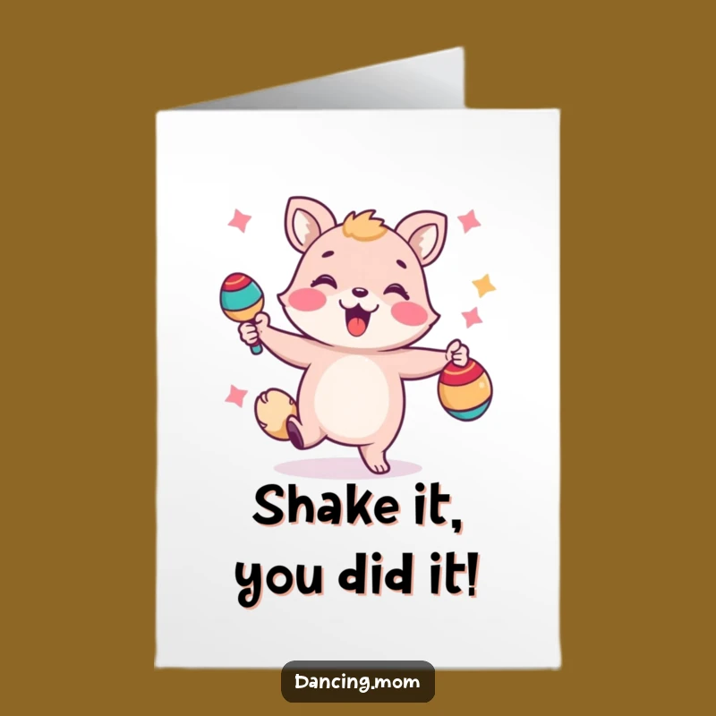 Free Printable Congrats Card: Maraca Shaking Animal - Fun Celebration Download