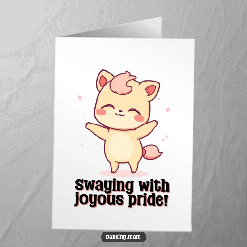 Funny Free Printable Congrats Card: Kawaii animal swaying blissfully, celebrating success with a downloadable, feel-good design.