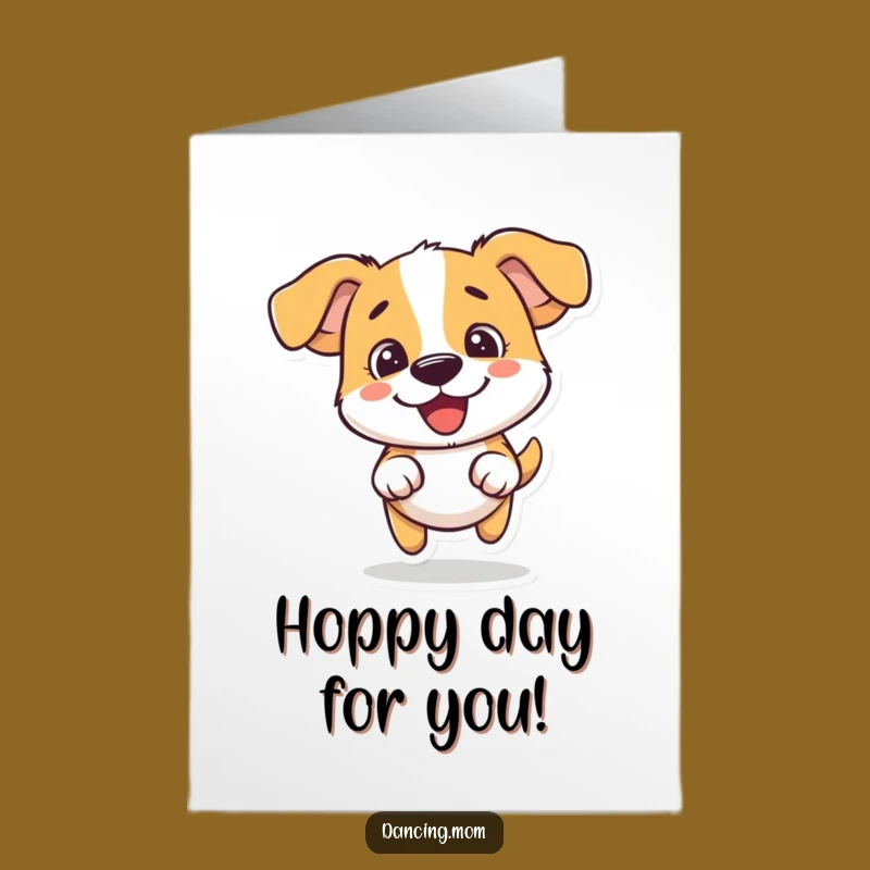 Free Printable Congrats Card: Hopping Dog Joy, Humorous Downloadable Gift