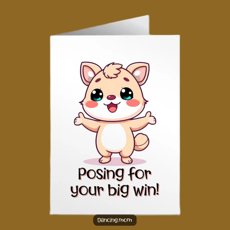 Free Printable Kawaii Animal Congrats Card: Posing Dancer for a Fun Downloadable Gift