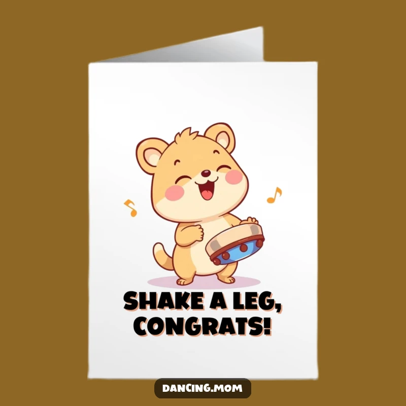 Free Printable Congrats Card: Tambourine Animal, Celebratory Beat, Downloadable Gift
