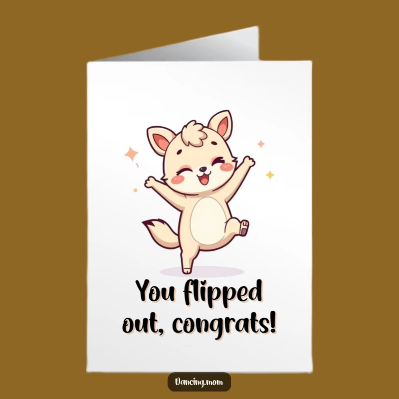 Free Printable Congrats Card: Winking Cartwheel Animal - Funny Downloadable Celebration