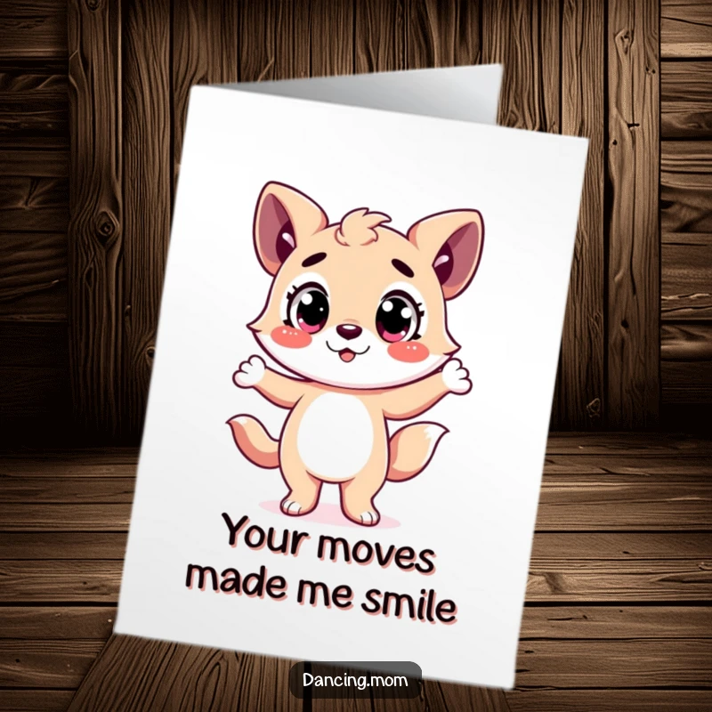 Funny Free Printable Thank You Card: Happy animal character with wide eyes, striking a dramatic dance pose to express thanks.