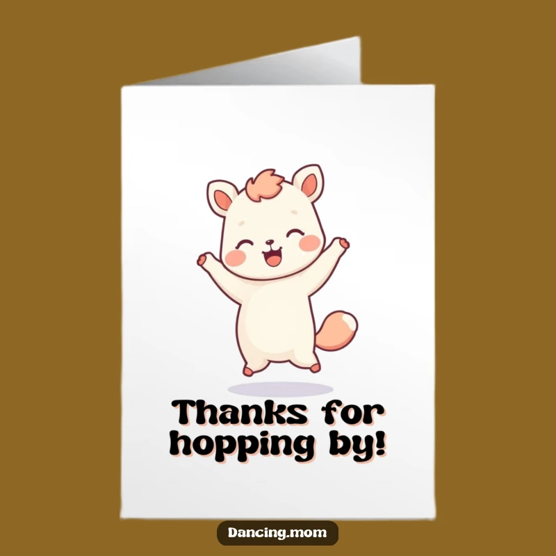Free Printable Kawaii Animal Thank You Card: Hopping Dancer for a Cheerful Downloadable Gift