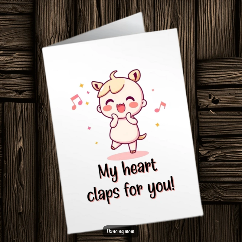Funny Free Printable Thank You Card: Kawaii dancer joyfully clapping, expressing heartfelt thanks with a bright and positive attitude.