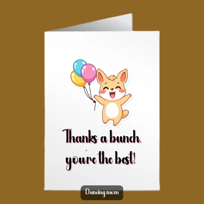 Free Printable Thank You Card: Twirling Animal Balloons Funny Downloadable Gift