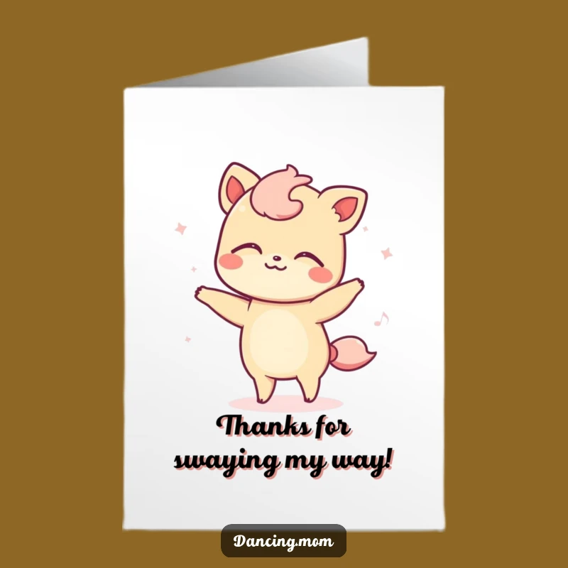 Free Printable Kawaii Animal Thank You Card: Swaying Dancer for a Calm Downloadable Gift