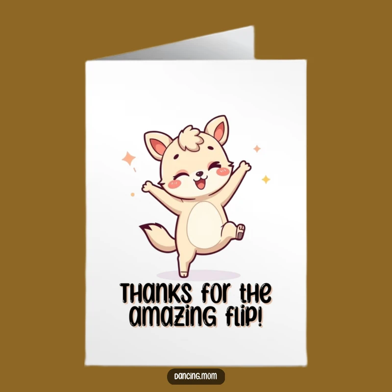 Humorous Free Printable Thank You Card: Winking Cartwheel Animal - Express Gratitude!