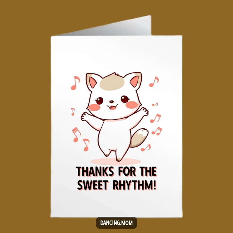 Free Printable Kawaii Animal Thank You Card: Musical Dancer for a Humorous Downloadable Gift