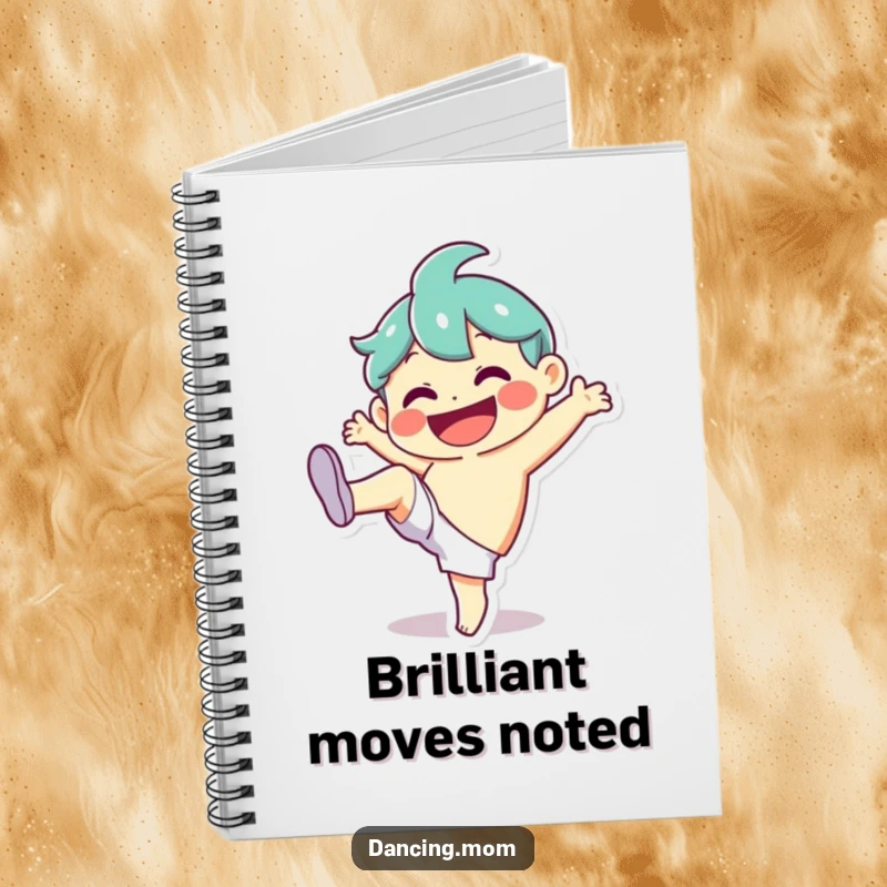 Funny Notebook: Eager character doing a silly kick with a massive smile, ideal for jotting down fun ideas as a funny gift.