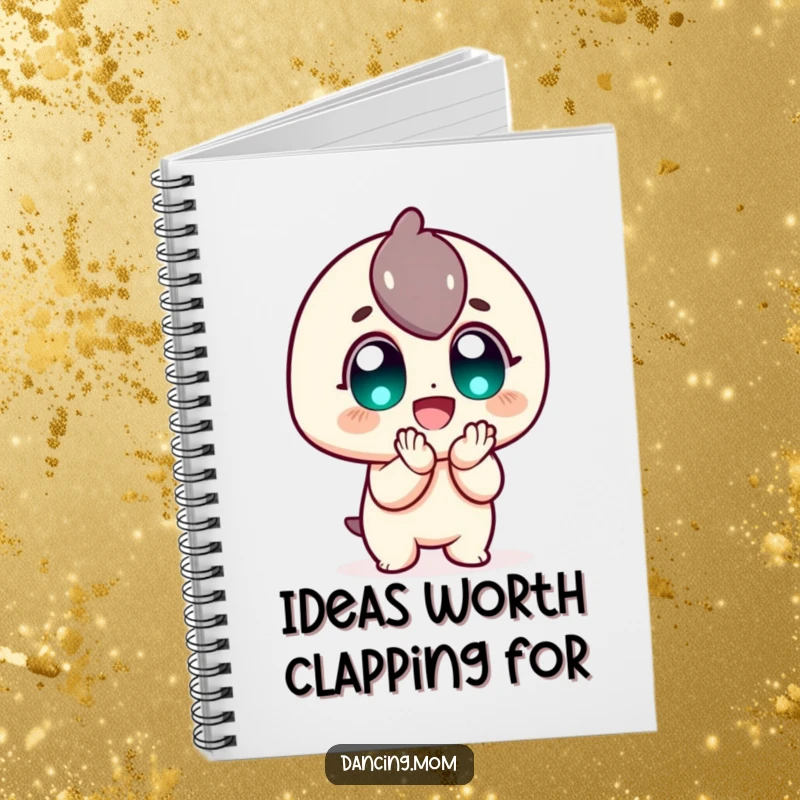 Funny Notebook: Eager character clapping with wide, delighted eyes, ideal for taking notes with infectious enthusiasm as a funny gift.