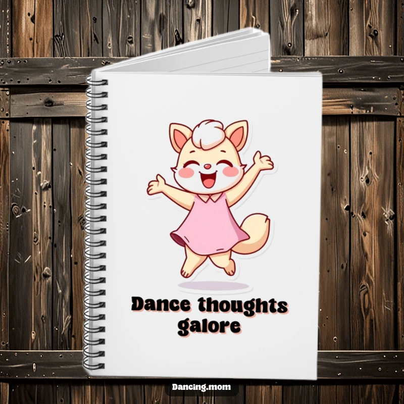 Funny notebook with a dancing mom animal joyfully twirling, ideal for notes and creativity, a fun funny gift for thinkers.