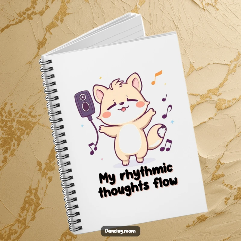 Funny notebook cover with a spirited animal character grooving with eyes closed, symbolizing inspiration and a deep connection to music.