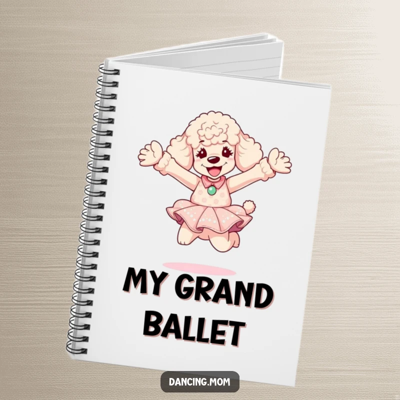 Funny Poodle Diva Notebook: A poodle in a glamorous dress performs an energetic leap, ready to capture brilliant thoughts.