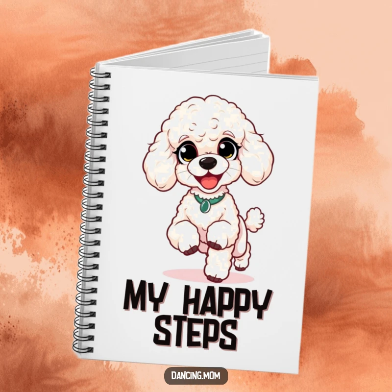 Funny Poodle Happy Shuffle Notebook: A poodle with delighted eyes does a lively shuffle with tiny feet, ready for your thoughts.