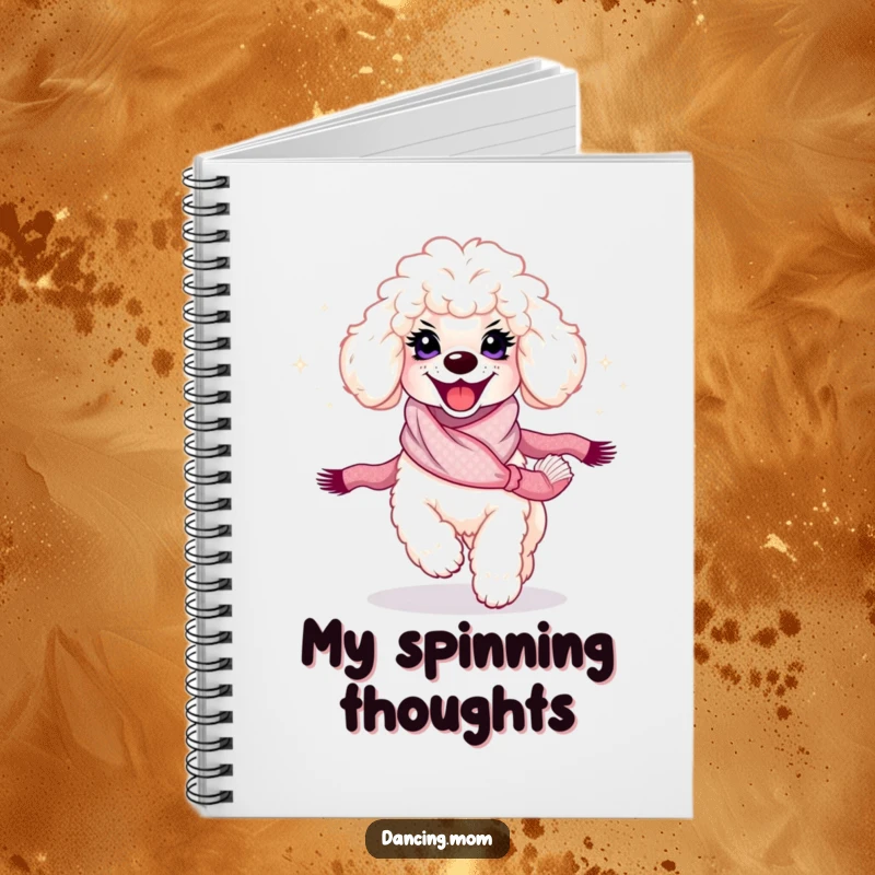 Funny Poodle Twirl Notebook: A poodle with a radiant smile spins with a shimmering scarf, ready for your bright ideas.