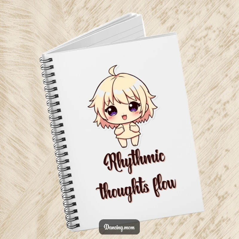 Funny Notebook: Eager character surrounded by rhythm lines, ideal for jotting down musical ideas as a funny gift.