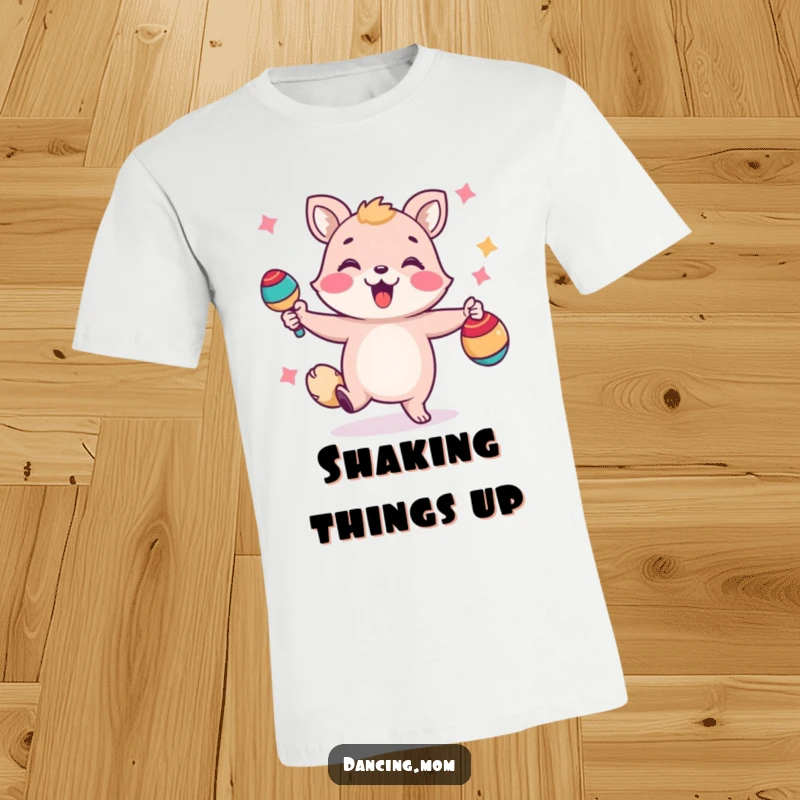 Funny t-shirt featuring a cheerful animal happily shaking maracas, embodying a spirit of celebration and pure fun.