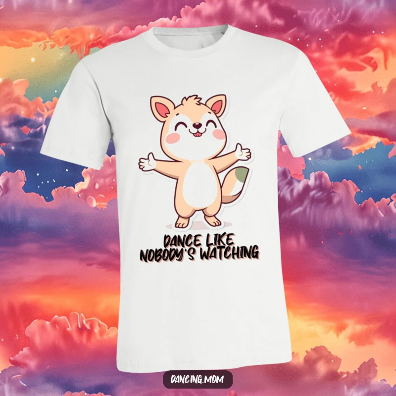 Stylized animal character energetically dancing with arms outstretched, capturing a moment of pure playful expression.