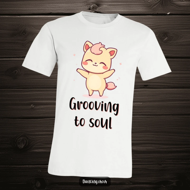 Funny t-shirt with a kawaii dancing animal swaying blissfully, eyes closed, lost in its own peaceful, melodic world.
