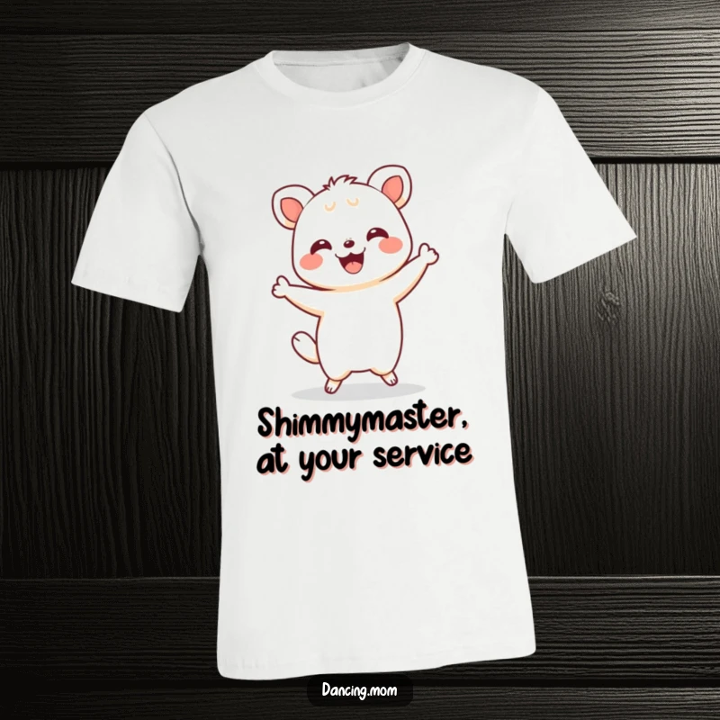 Funny Kawaii Shimmy T-Shirt: An adorable Kawaii animal performs a delightful shimmy, showcasing a cheerful and happy grin.